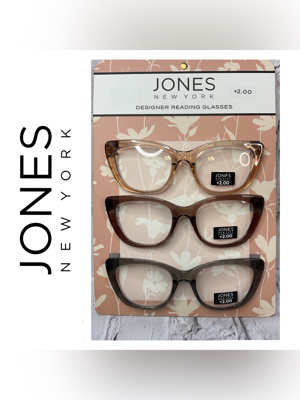 🌟🌟 Jones New York Trio Cat-Eye Reading Glasses Set in Champagne, Brown, and Gray